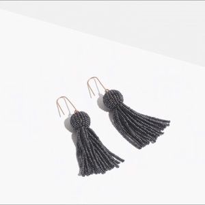 Madewell black metallic beaded tassel earrings